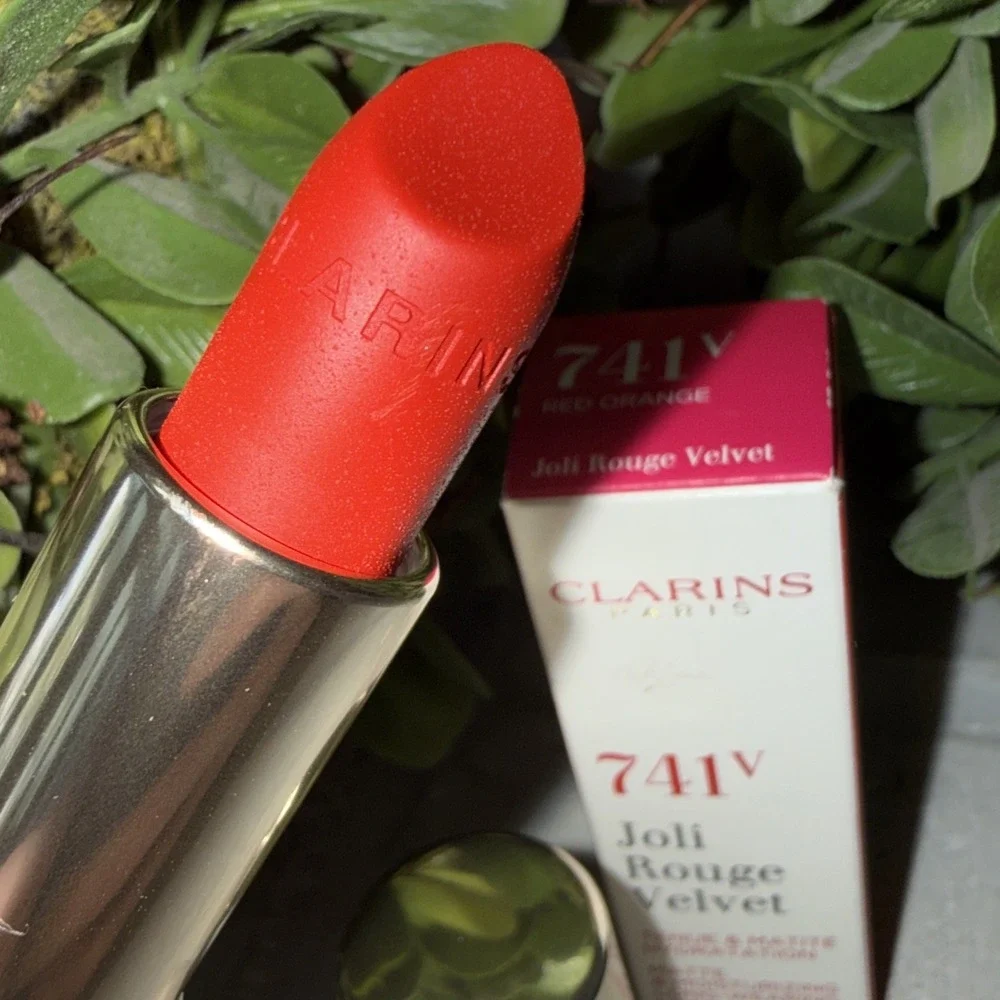 Clarins Joli Rouge Velvet Lipstick 741V Red Orange Matte/Moisturizing/Long Wear‎